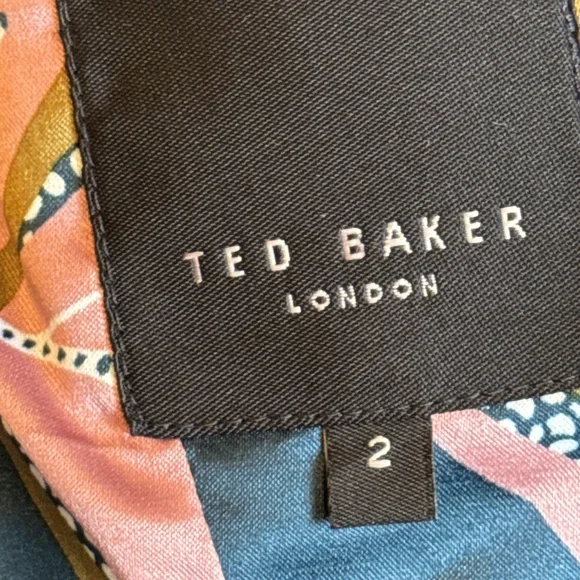 Ted Baker Gray Herringbone Notched Lapel Blazer Jacket Size 2 - Picture 3 of 9